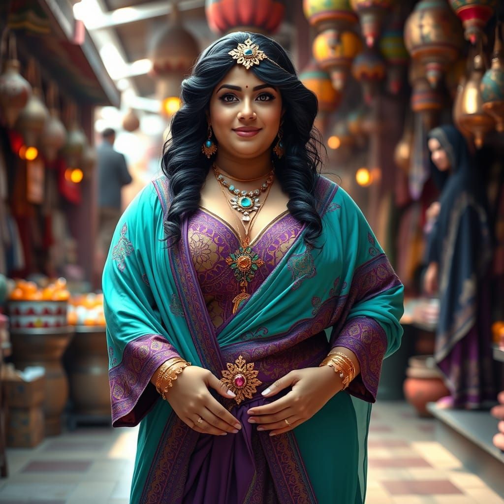 Plus Size Princess Jasmine in Vibrant Marketplace