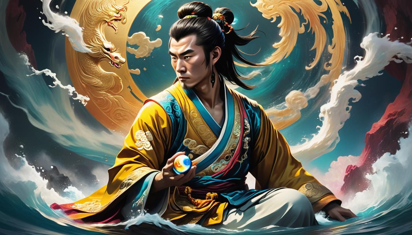 Wu Kong Mesmerized by Yin-Yang Orb as Pop Art