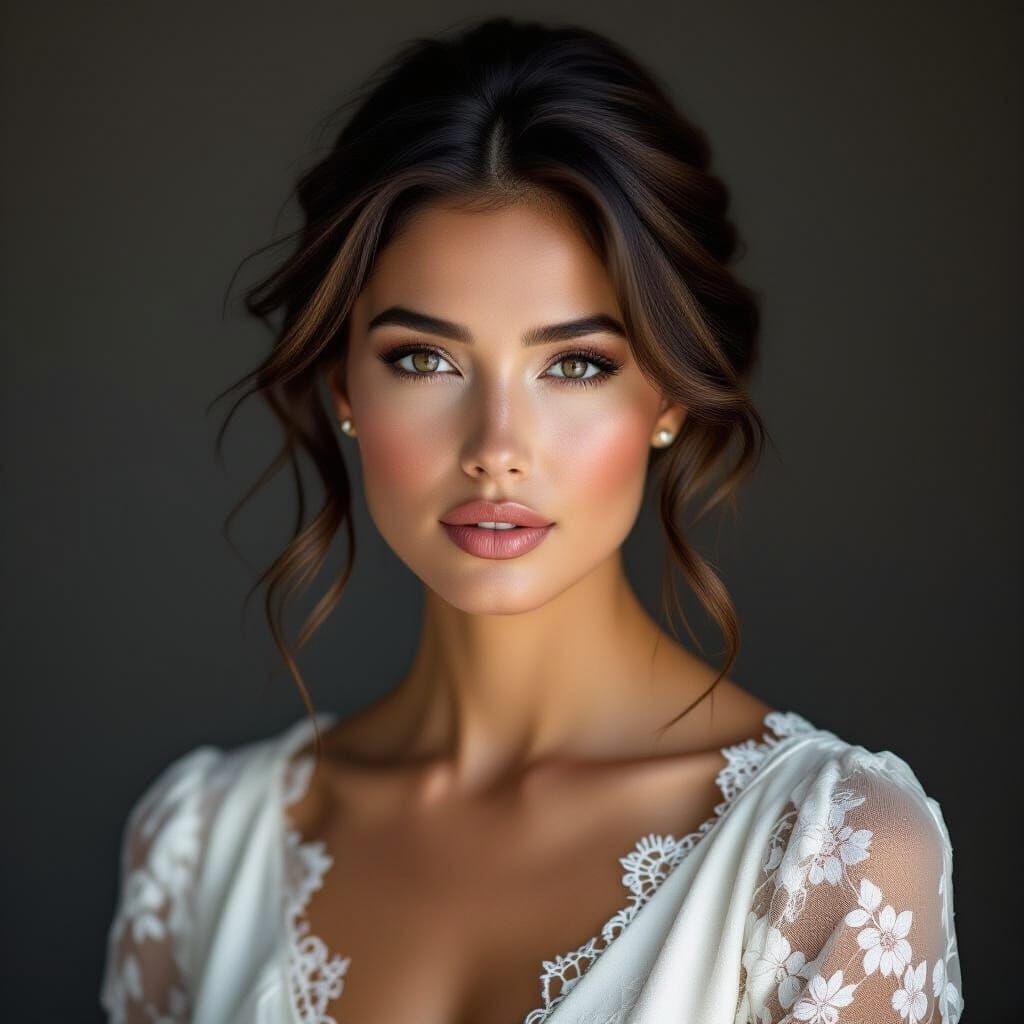 Ethereal Portrait of Multi-Ethnic Woman in Monochromatic Hue...