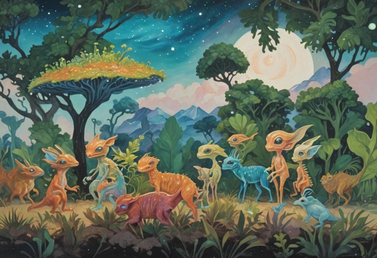 Alien Gathering: Surrealist Street Art on Distant Planet