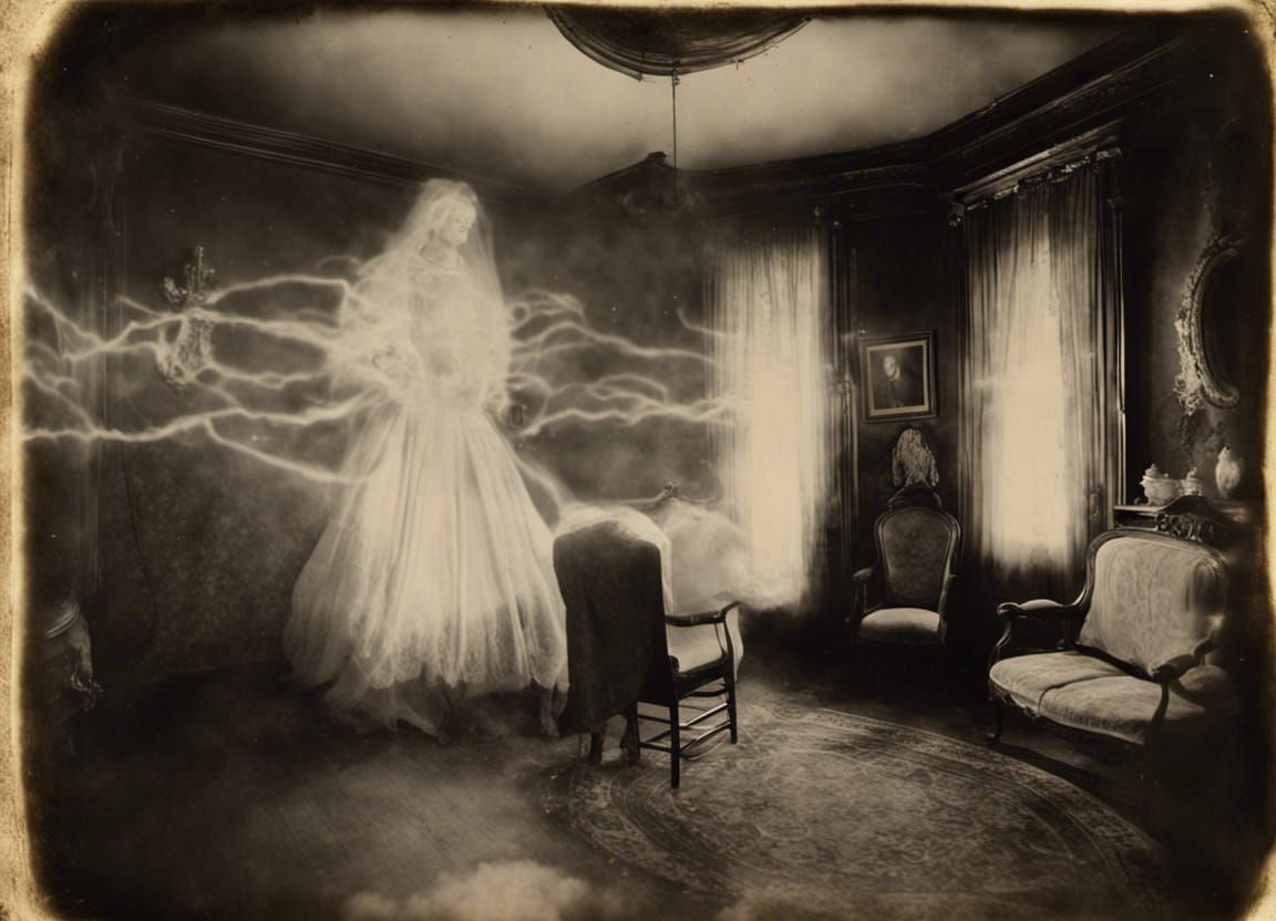 Ethereal Victorian Ghost in Antique Spirit Photo