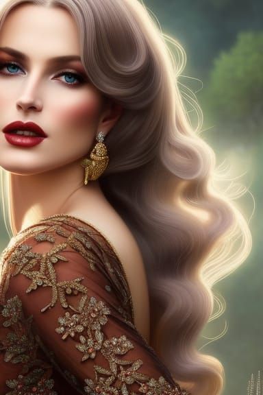 Retro Lace Portrait in Hyperdetailed Style