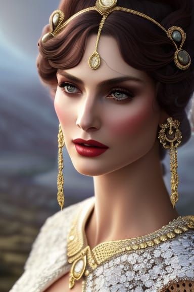 Elegant Retro Lady in Lace Regalia