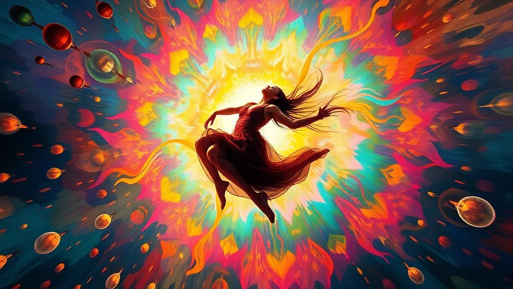 Woman in Weightless Dreamscape of Color
