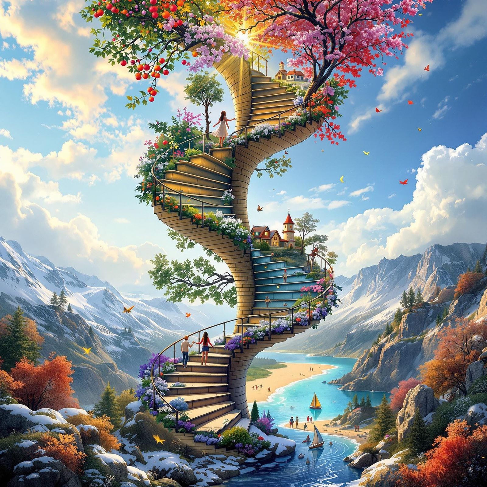 Staircase to the Seasons: Immersive Worlds in Eternal Ascens...