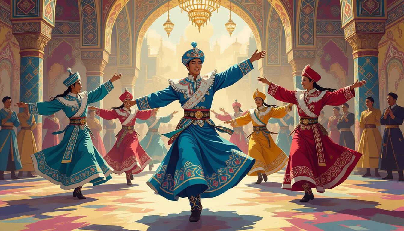 Kazakh Dancers in Traditional Attire