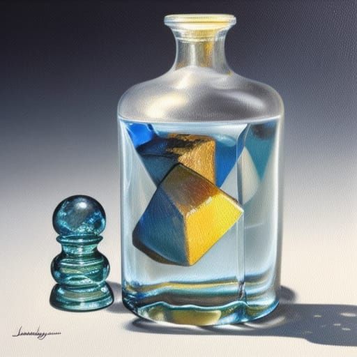 Shattering Ice Potion Bottle as Oil Painting