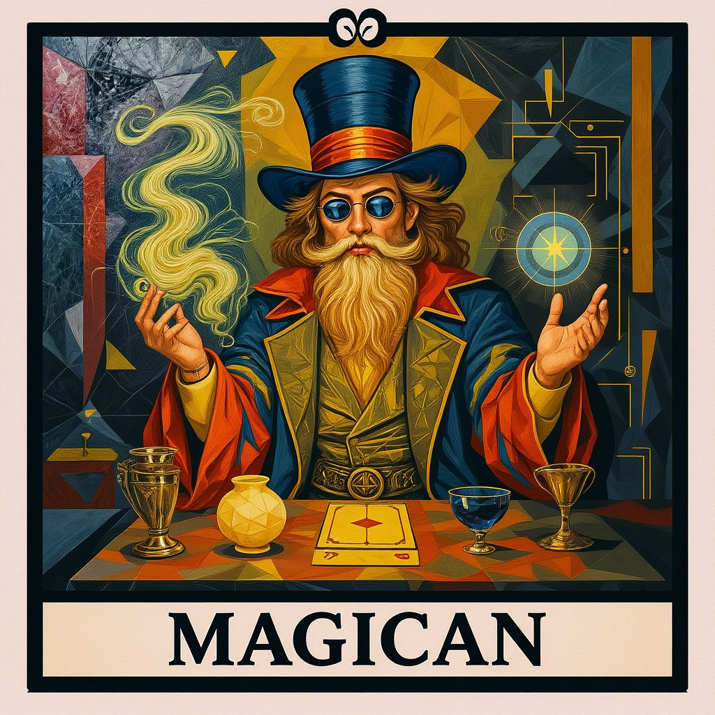 The Magician Tarot Card in Geometric Art Deco Style