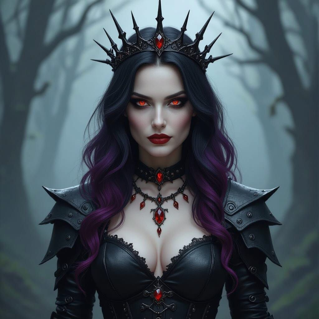 Sinister Witch in Dark Forest, Fantasy Art