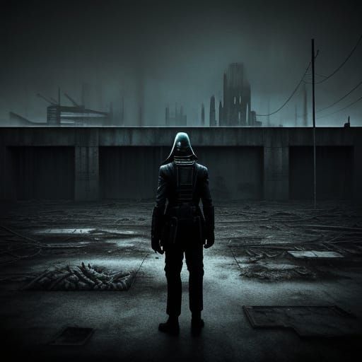 Eerie Surrealism in Brutalist Dystopian Landscape