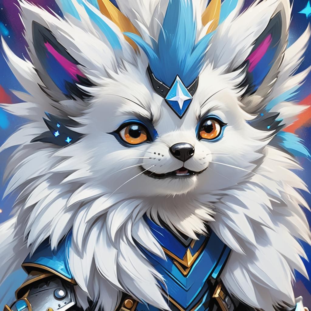 Zorua in Blue Armor: Doodle Art Portrait