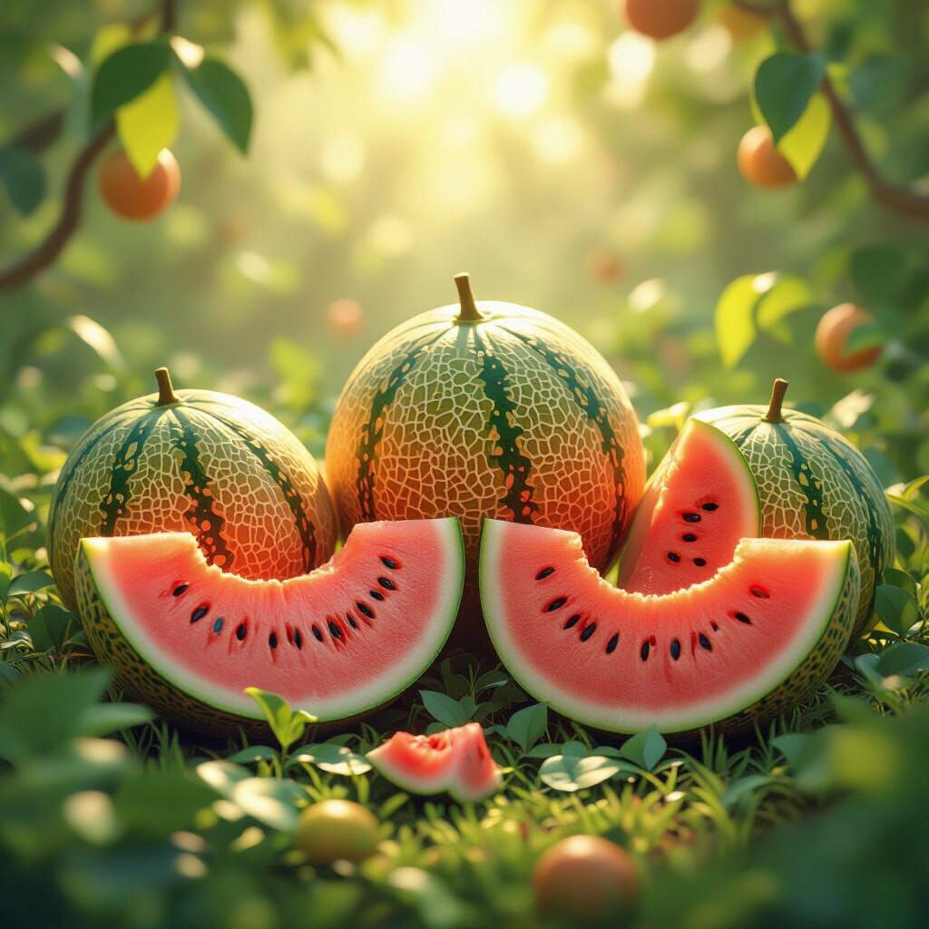 Lush Melons in Anime Style with Vibrant Colors