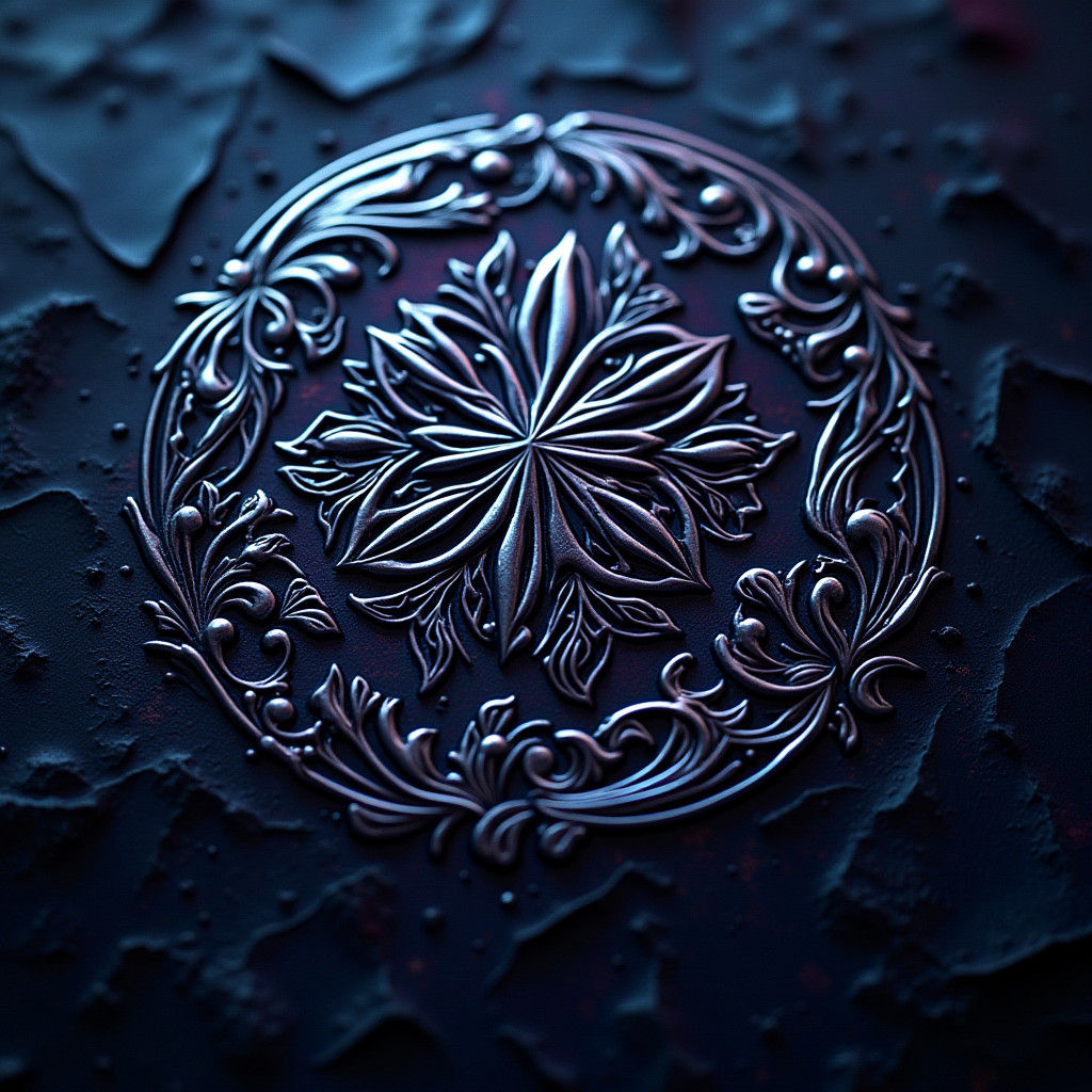 Sleek Metallic Band Logo on Abstract Album Cover