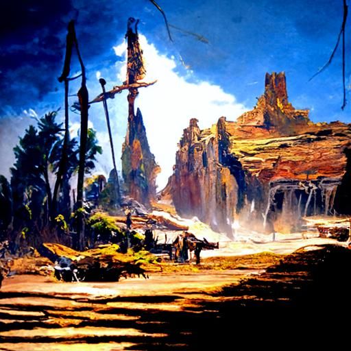 Lost World Oil Painting in Golden Age Style