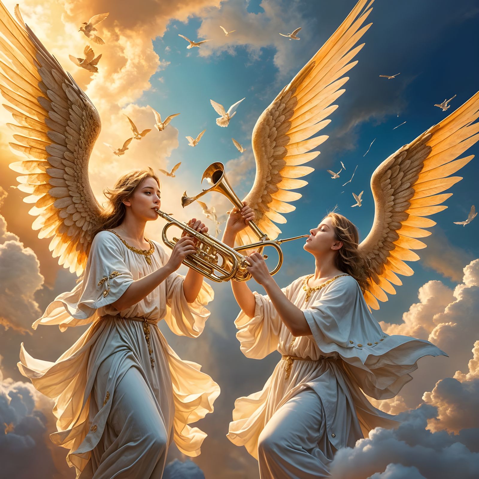 Angels' Trumpets Sound in a Heavenly Realm