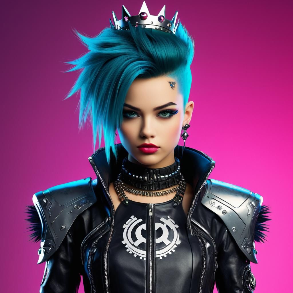 Punk Princess Portrait: Retro-Futurism and Royal Elegance