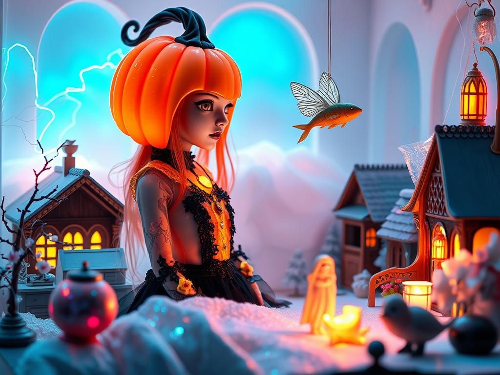 Fancy Jack O'Lantern and Dream Goth Girl in Neon