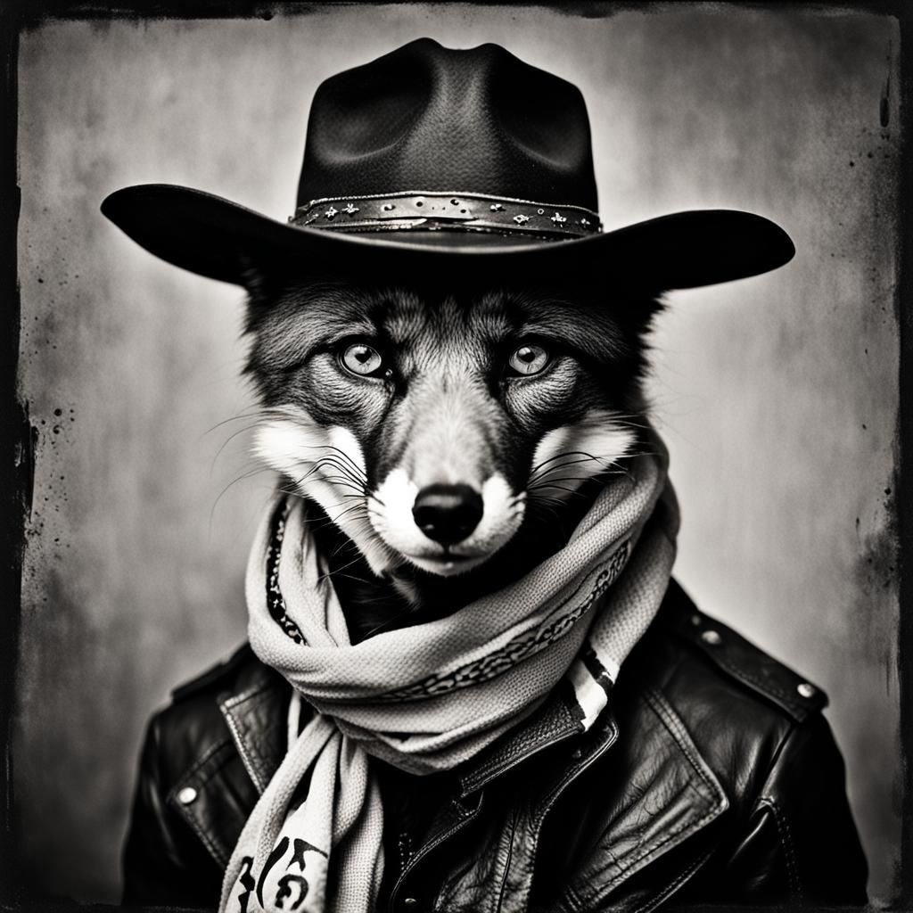 Anthro Fox Cowboy Outlaw Portrait