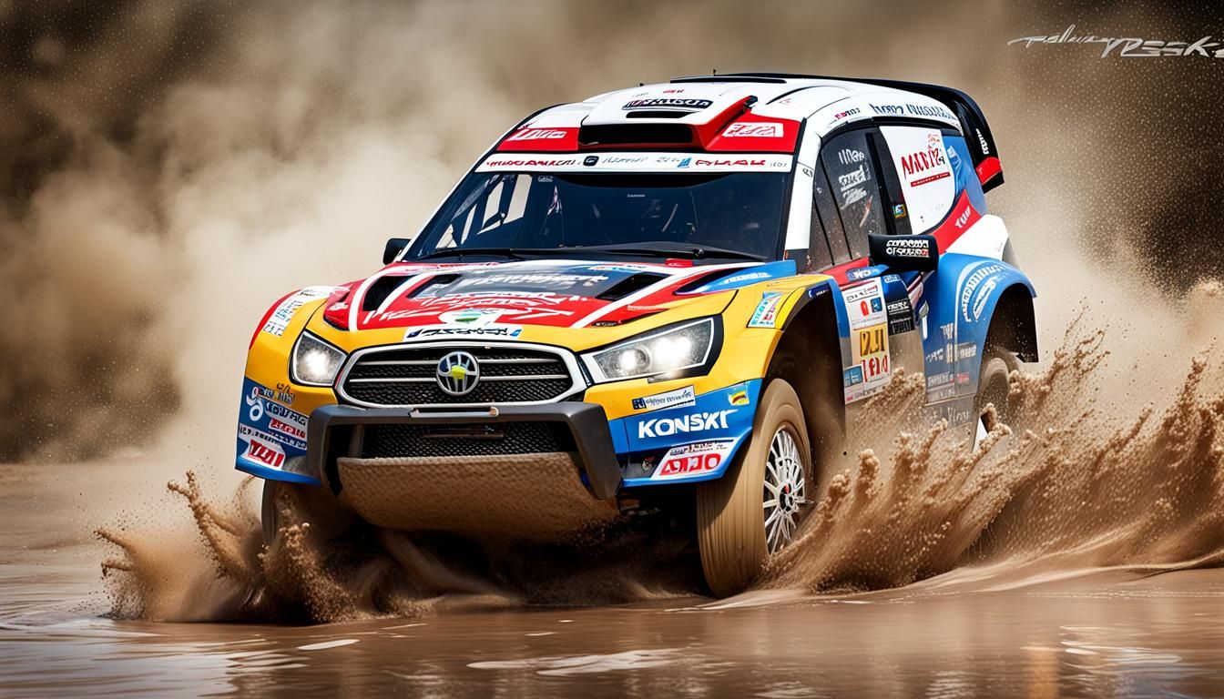 Dakar Rally Truck in Desert Landscape, Splash Art