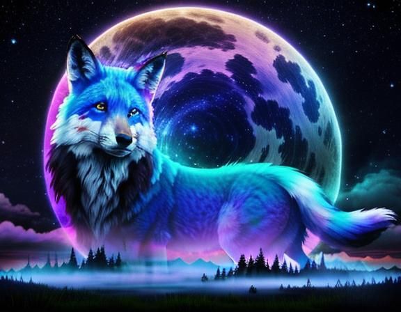 Mystical Nature Spirit with Fox in Native American Theme