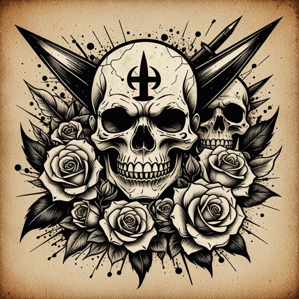 Sailor Jerry Tattoo Flash Designs with Bold Outlines