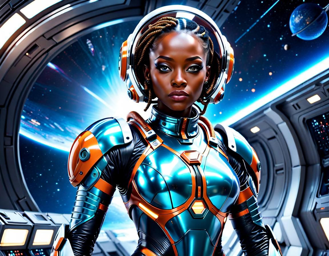 Futuristic Woman in Space Suit: Afrofuturist Art