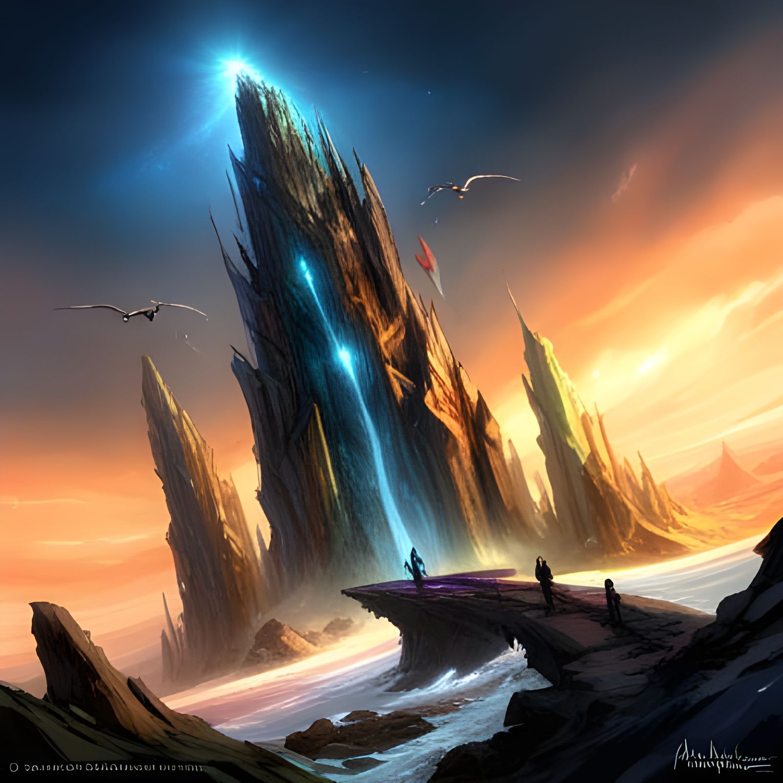 Glowing Tree of Magic in Dark Rainbow Colors