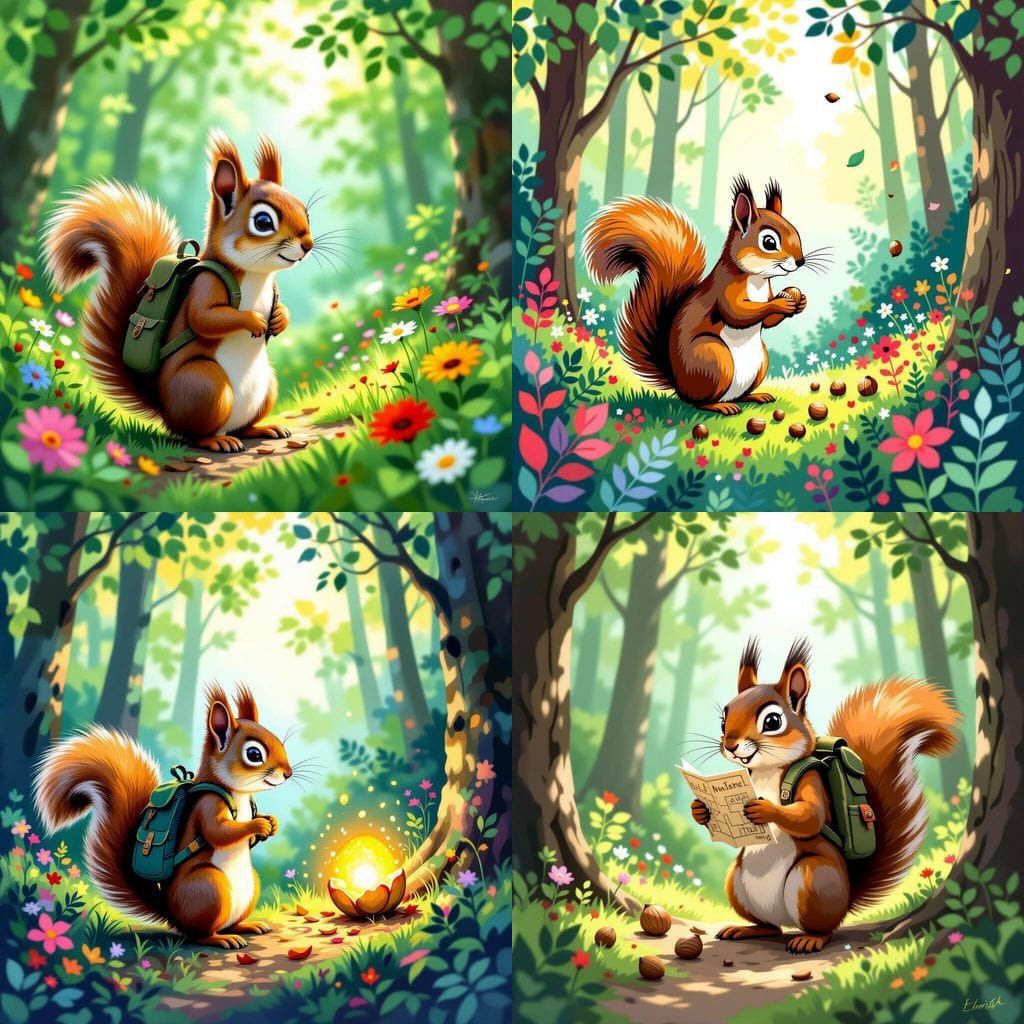 Squirrel's Quest: Acrylic Painting of Nut Portal
