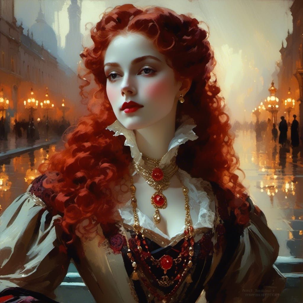 Victorian Vampire, Mina Harker in Edward Cucuel Style