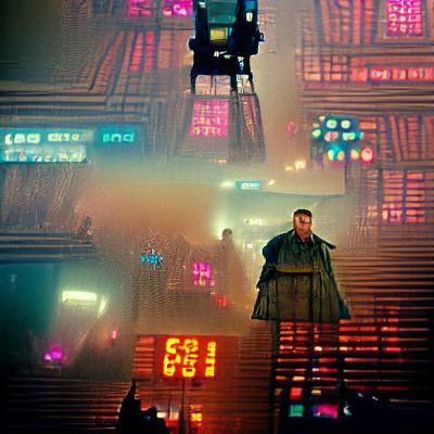 Cyberpunk Cityscape with Flying Vehicles