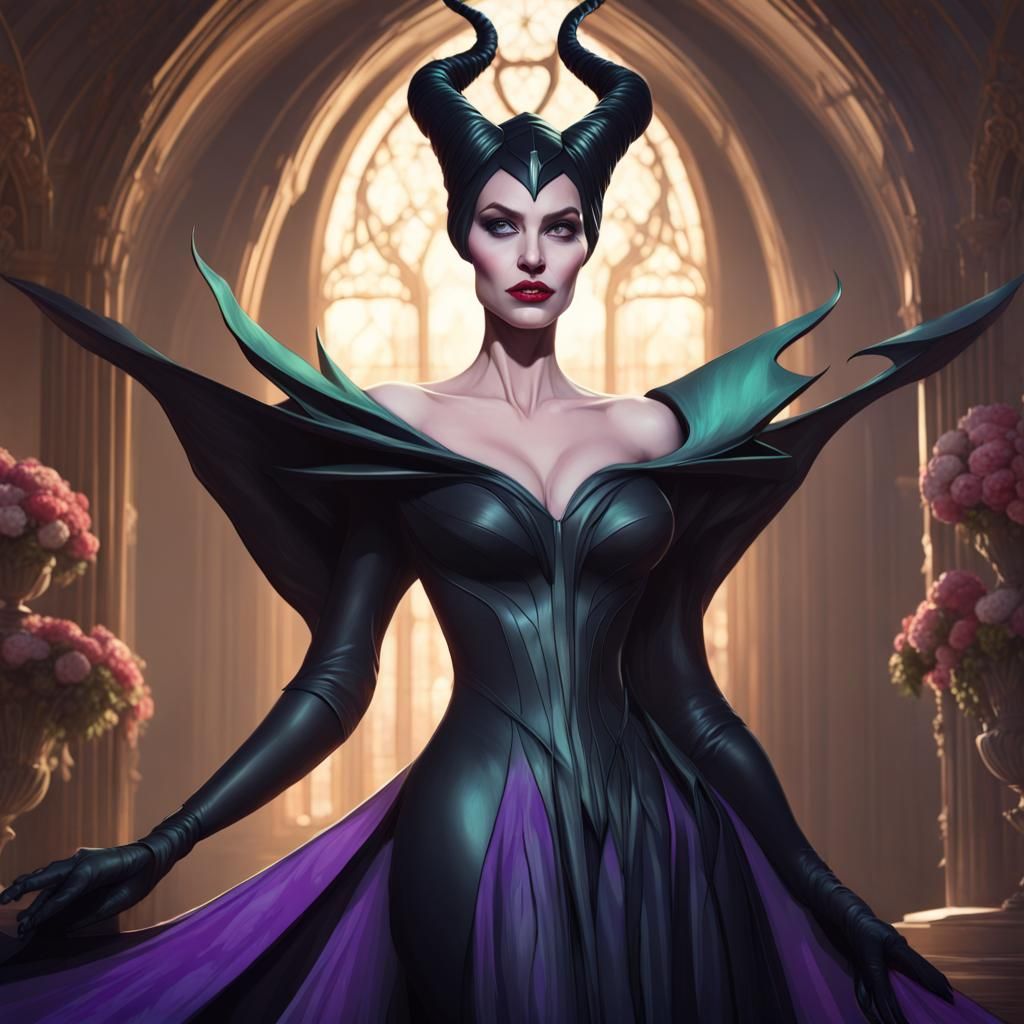 Maleficent in Evening Gown: Art Nouveau Portrait