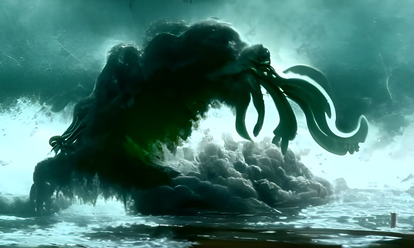 Cthulhu Emerges from Sea Storm