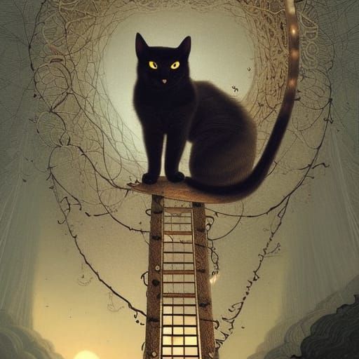 Cat Stealing Breath from Sleeping Human: Hyperdetailed Horro...