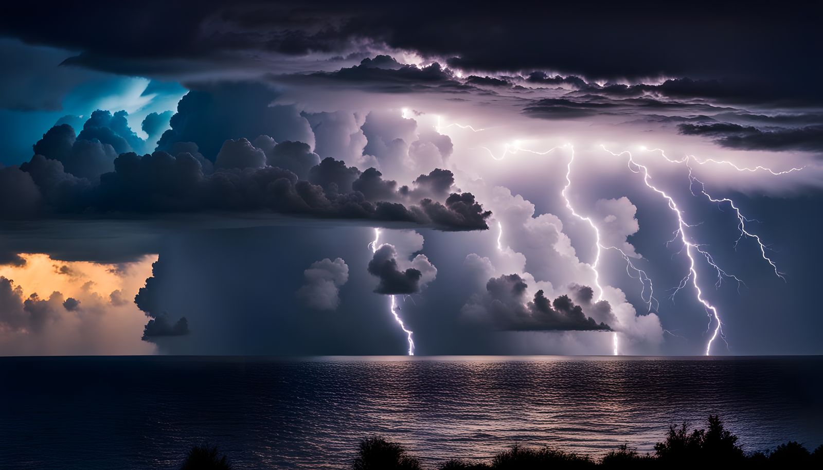 Coastal Storm: Lightning Strikes in Natural Light