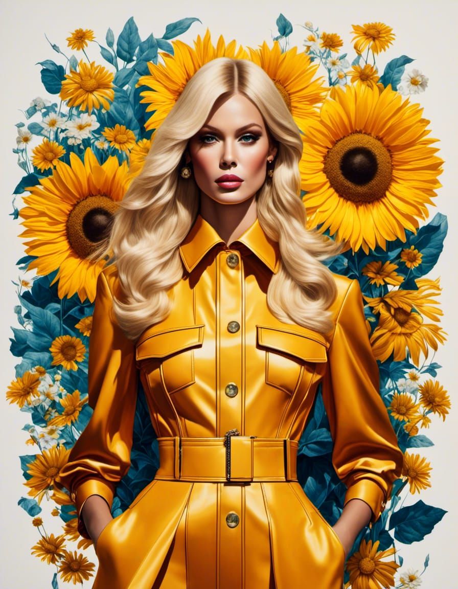 Claudia Schiffer Sketch in Geometric Pop Art Style