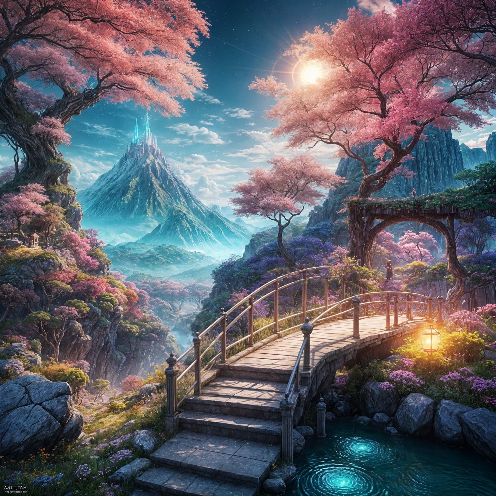 Surreal Magical Landscape in 3D Anime Style