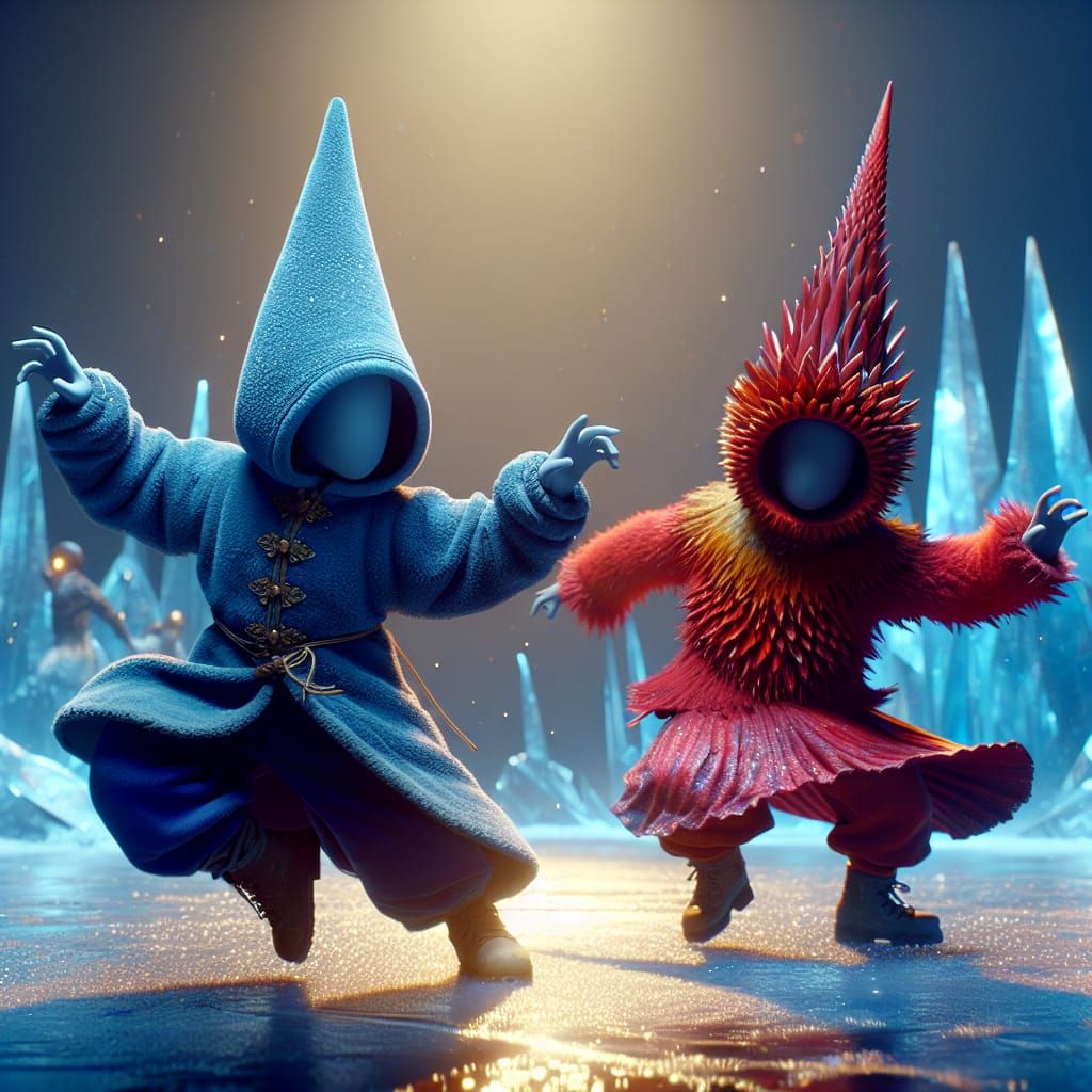 Boys Dancing on Ice: Fantasy Matte Painting