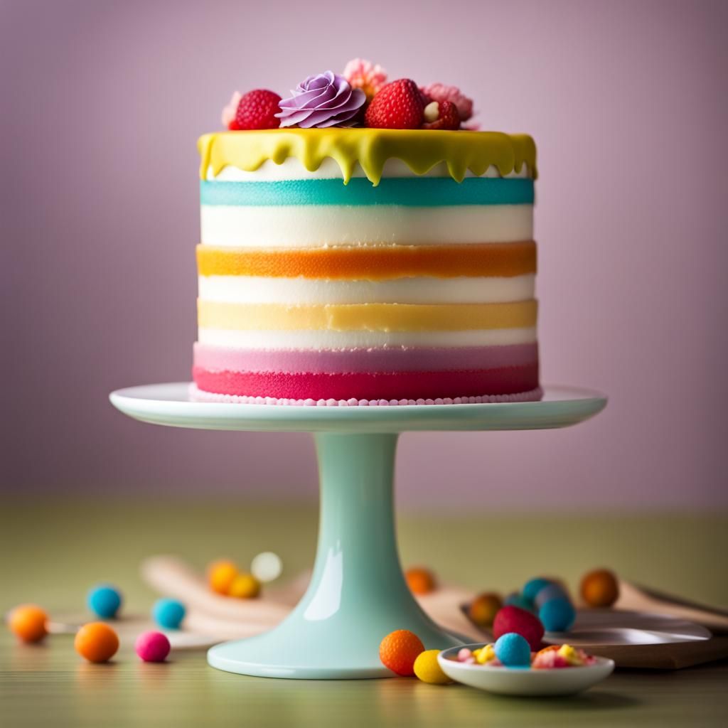 Tall Colorful Cake in Professional Photography