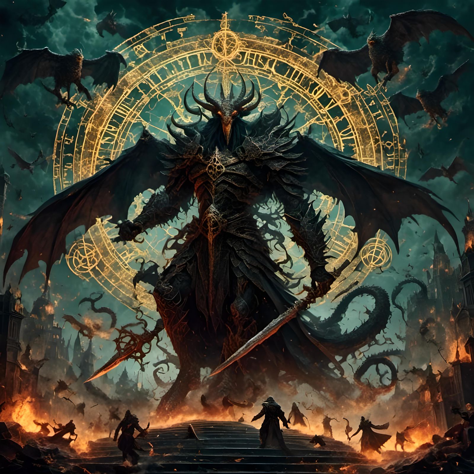 Surreal Horror Collage: Dragon's Eye in 3D Anime Style