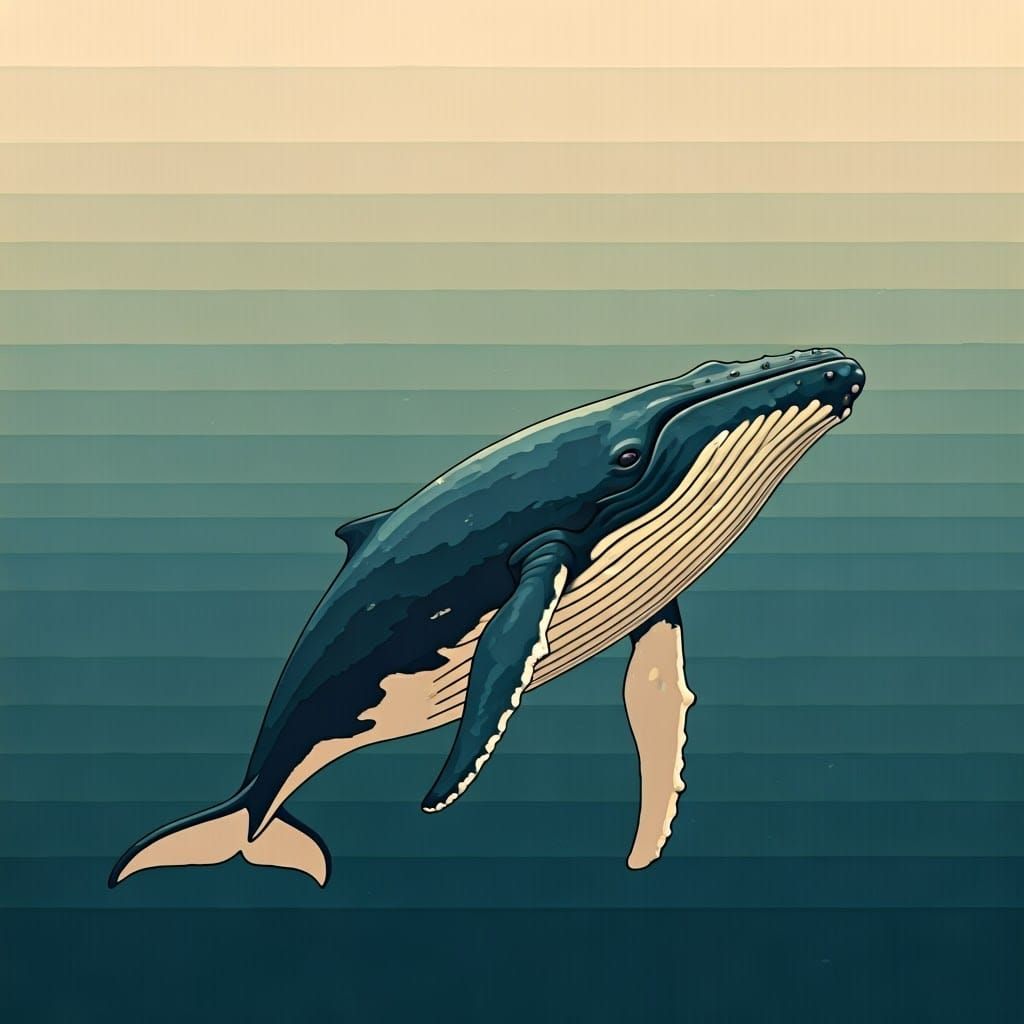 Perucetus Colossus Whale in Minimalist Pixel Art
