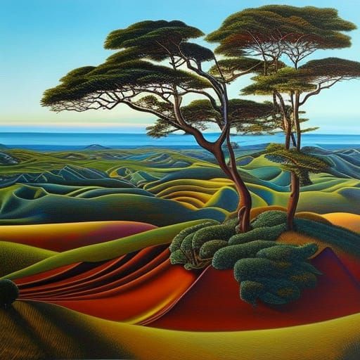 Surreal Beach Scene in Hyper-Realism Style