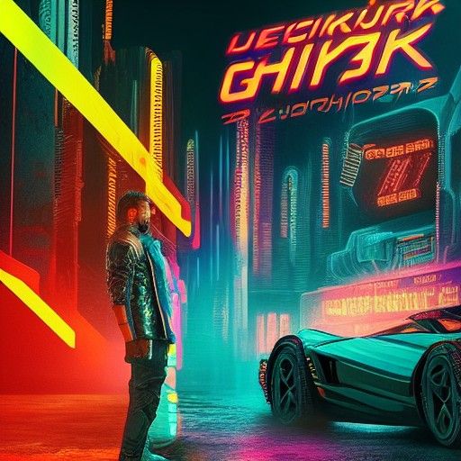 Cyberpunk Cityscape in Neon Style