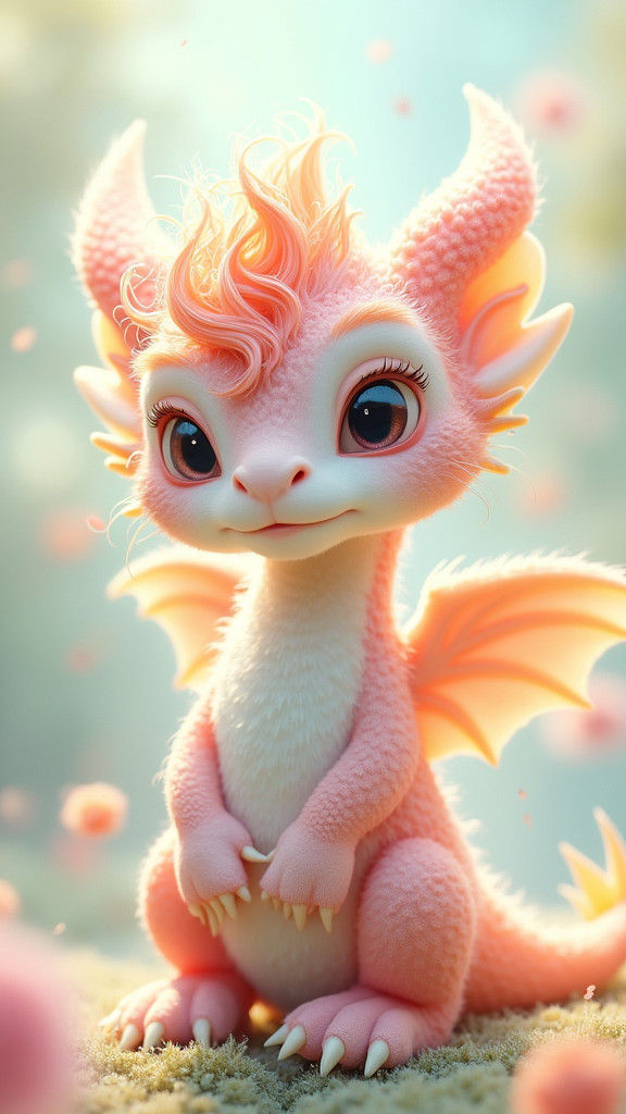 Gentle Pastel Dragon Ariel in Dreamlike Digital Art