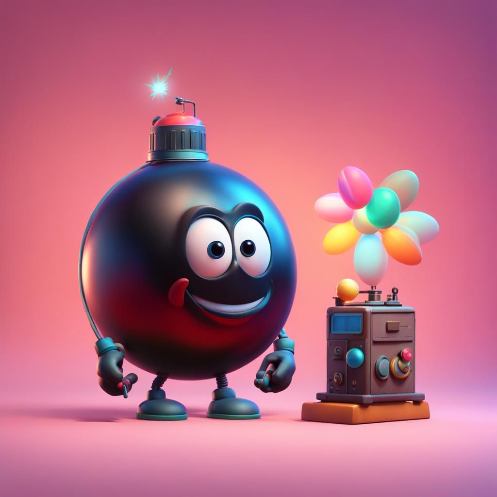 Cartoon Bomb in 3D Digital Art Style