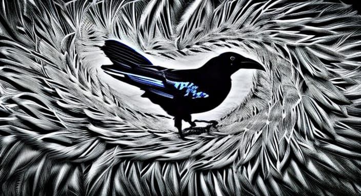 Sleek Raven in Solarpunk Noir Style