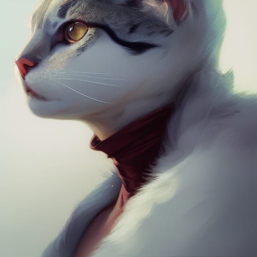 Cat-Faced Woman Portrait in Hyperdetailed Digital Art