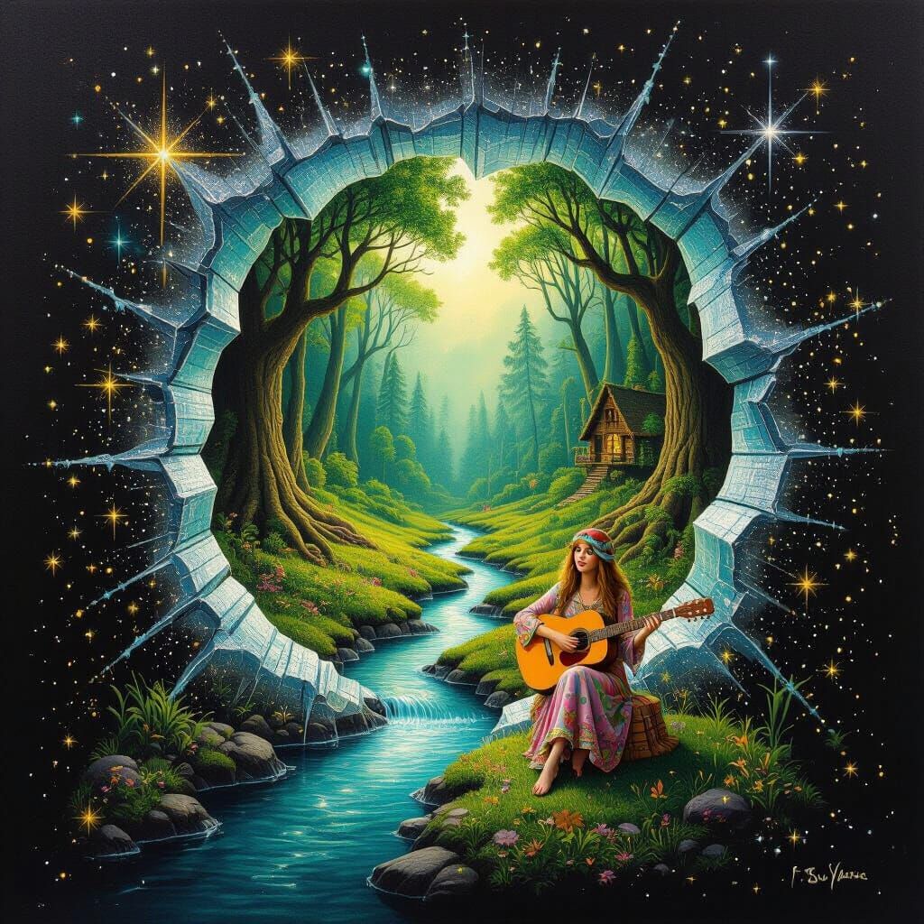 Surreal Landscape Emerges From Reality Tear