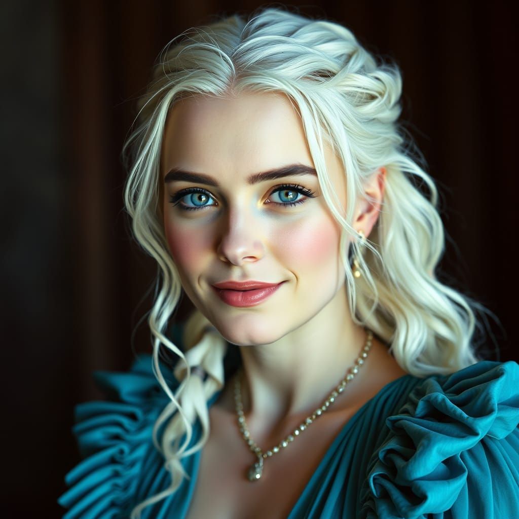 Turquoise Goddess with Violet Eyes