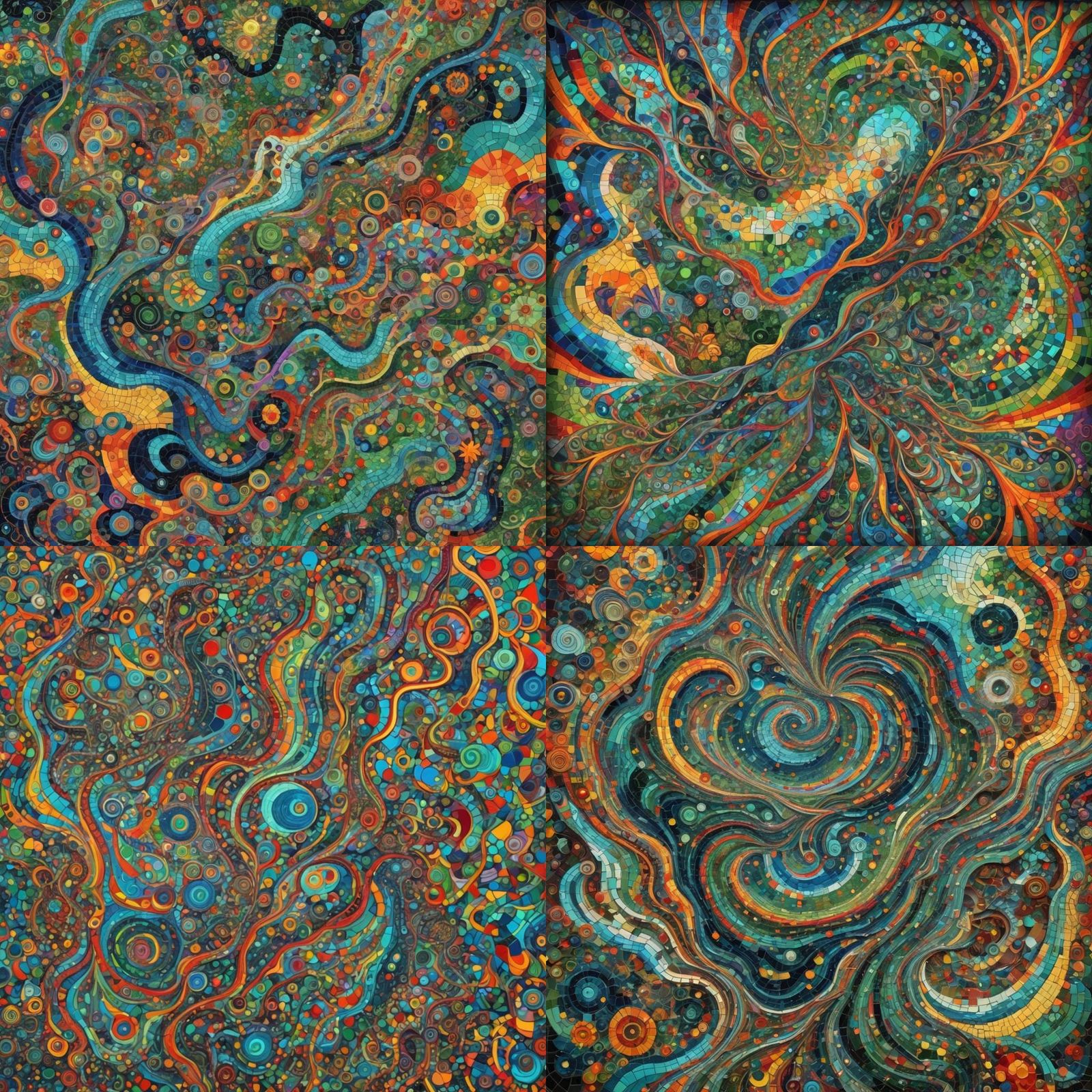 Psychedelic Mosaic of Imploded Paths in Octane Render