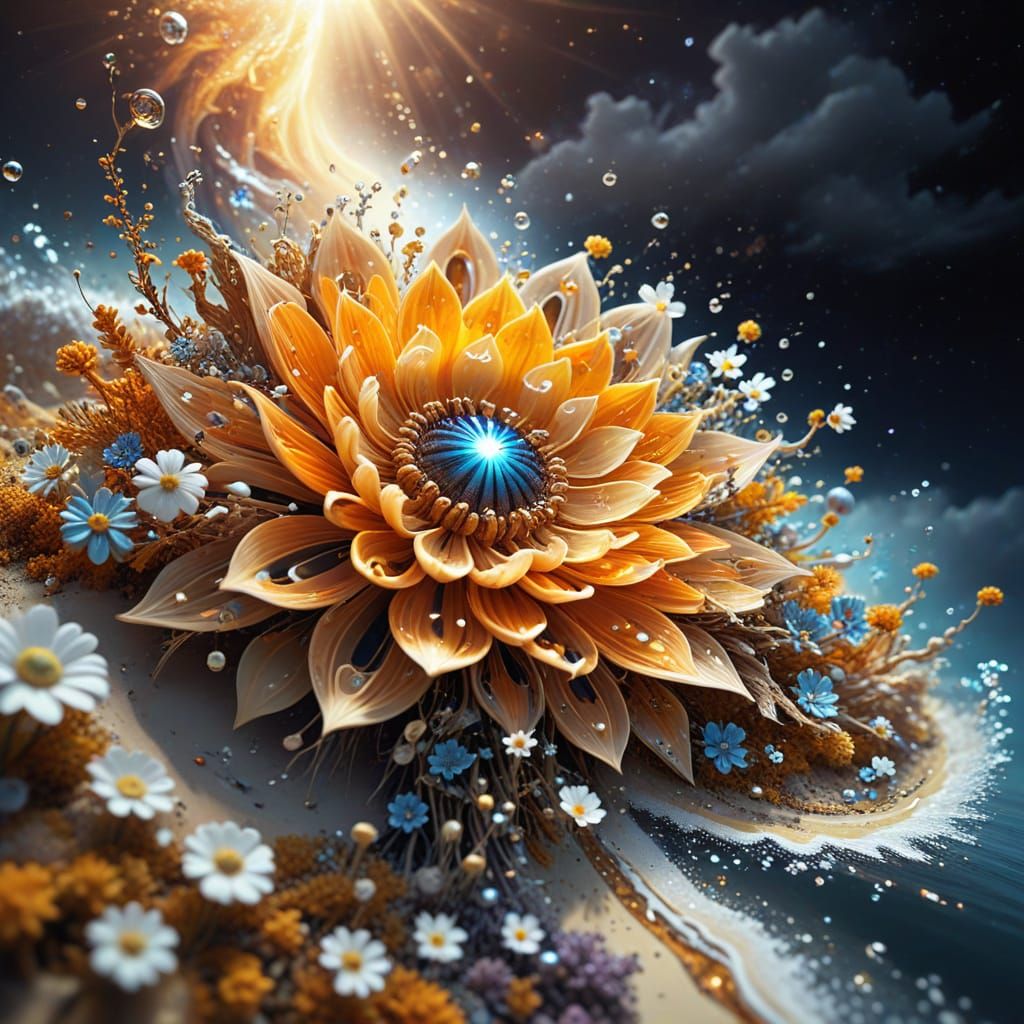 Sun Mandala with Heavenly Sunshine Beams